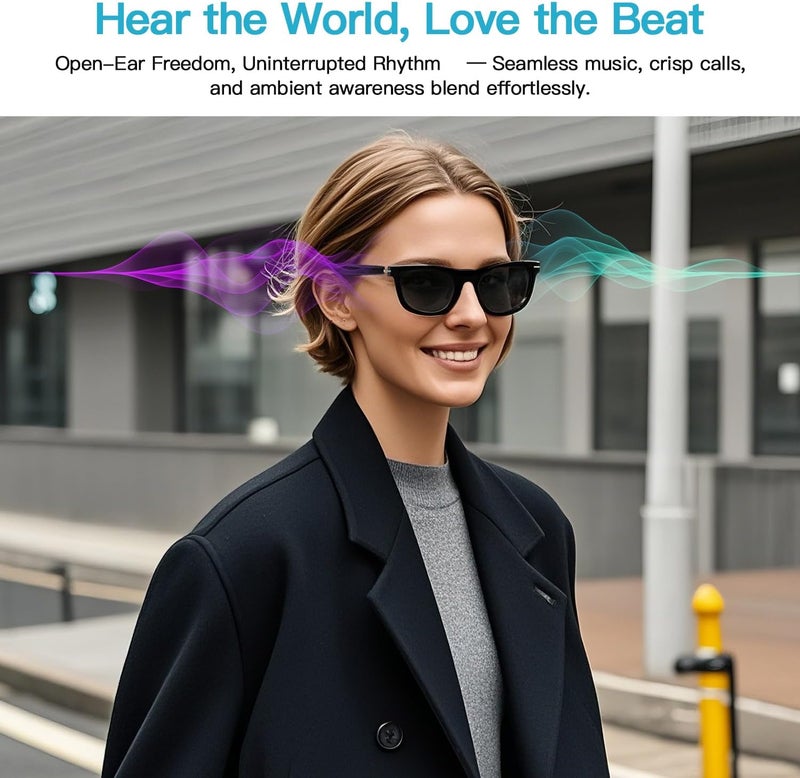Tulbeys Smart Glasses for Men Women - Bluetooth Audio Sunglasses with Polarized Lenses - Wireless Headphones, Hands-Free Calling, UV Protection, Open Ear, IP67 Waterproof for Driving Fishing Walking - Image 4